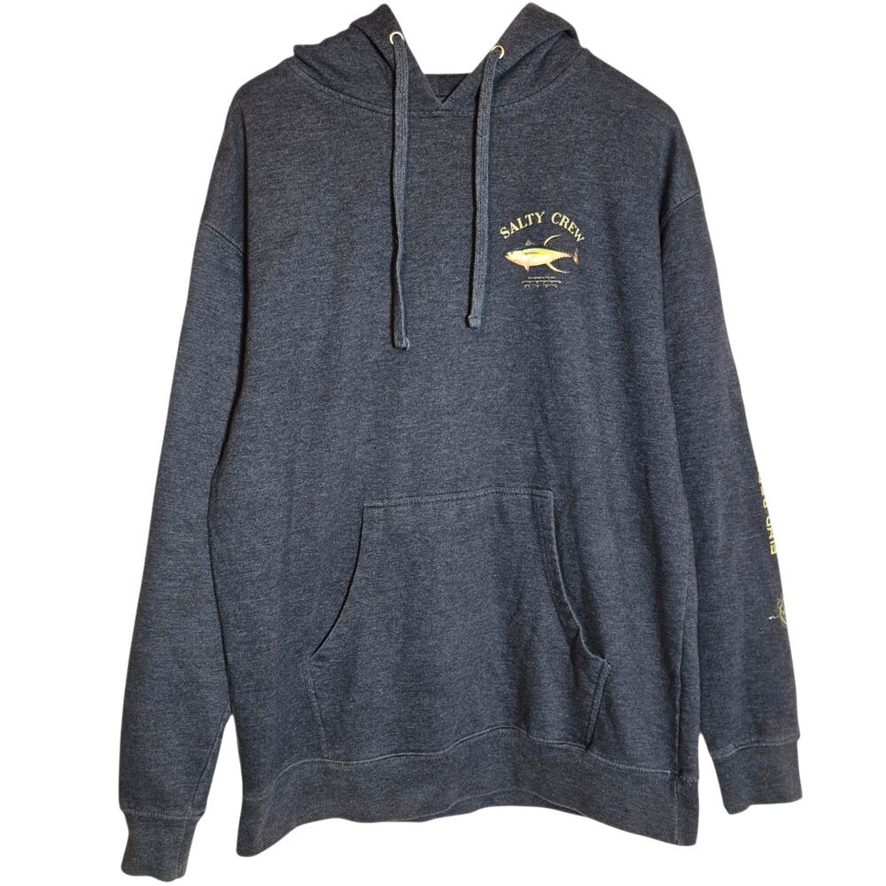 Salty Crew Men's Ahi Mount Graphic Hooded Fleece Sweatshirt Heathered Blue XL